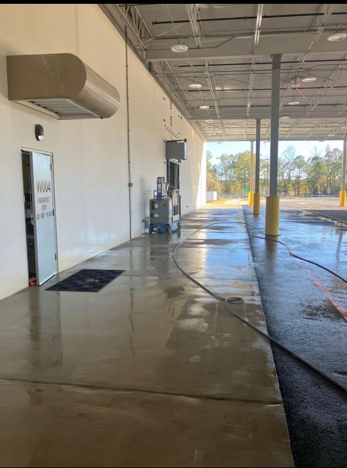 Commercial loading area during professional cleaning