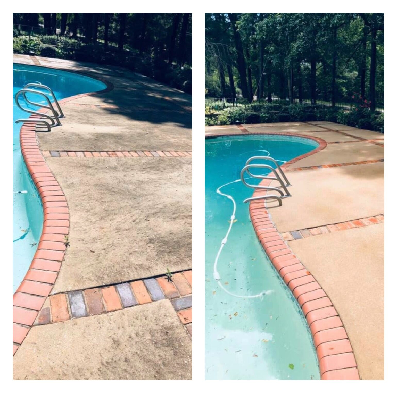 Before-and-after concrete pool-deck cleaning