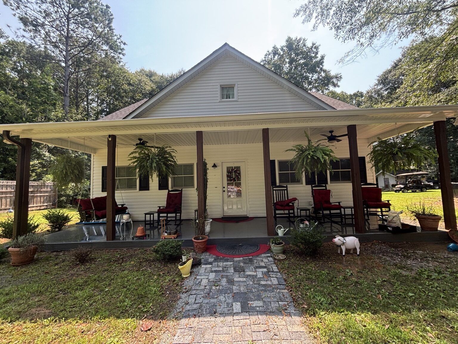 Residential porch and exterior after professional cleaning