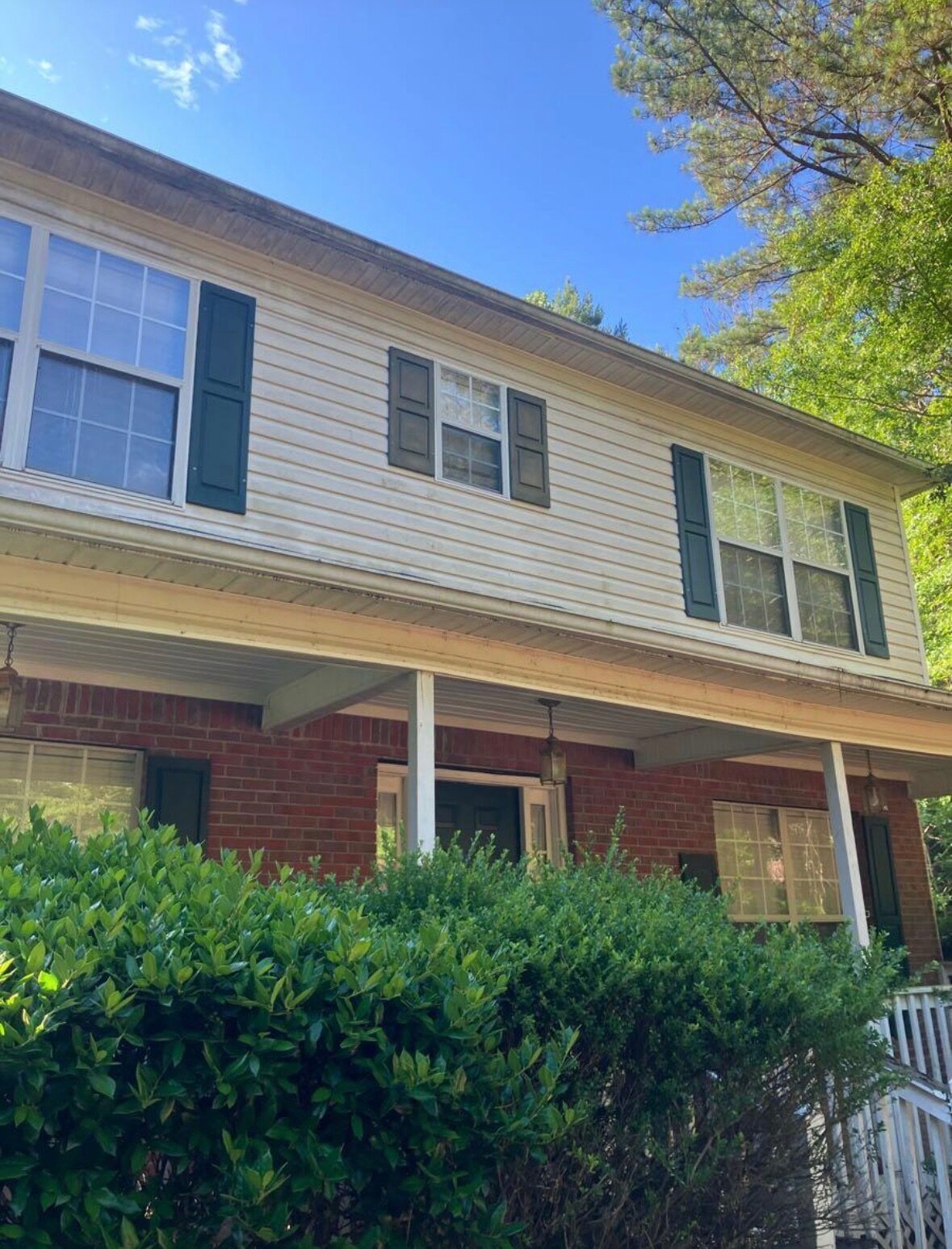 Two-story Georgia home before professional house soft washing